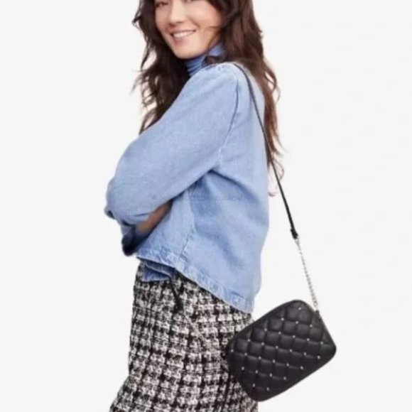 New Rebecca Minkoff Vegan Leather Studded Quilted Chain Crossbody Bag - Picture 5 of 6